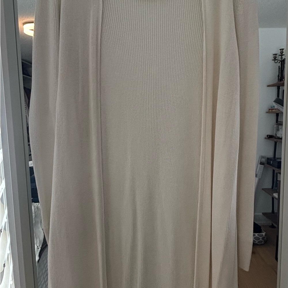 Banana Republic Cream Ribbed Open-Front Cardigan